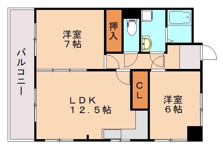 大塚第二ビルサテライトマンション(2LDK/4階)の間取り写真