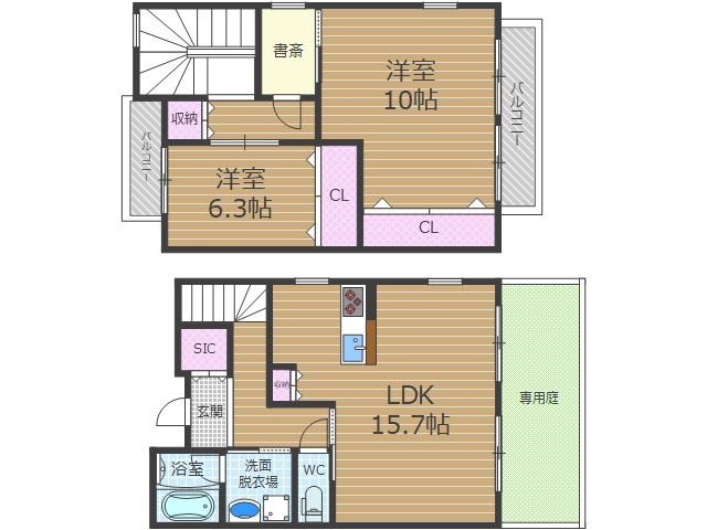 ナンノ第27号館(2LDK/1階)の間取り写真