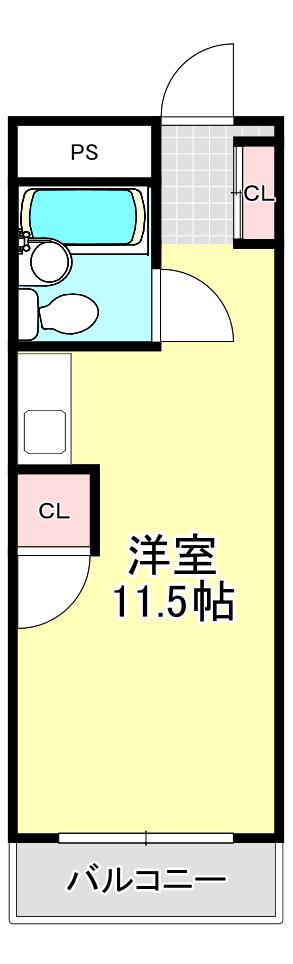 コーポ高柳(ワンルーム/3階)の間取り写真