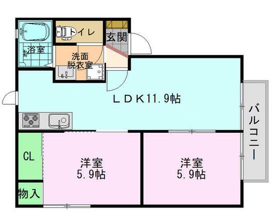 エクセルハイツ横浜II(2LDK/1階)の間取り写真