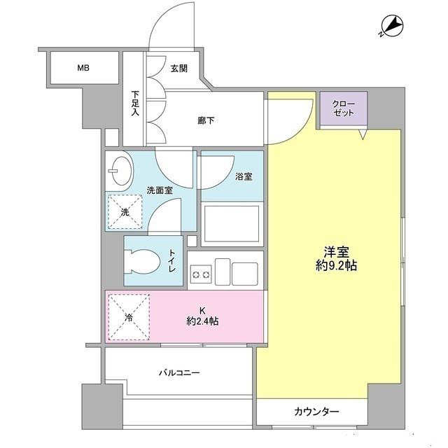 A K レジデンス(1K/4階)の間取り写真