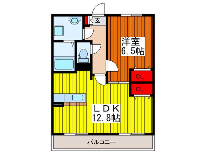 エルミタージュ(1LDK/1階)の間取り写真