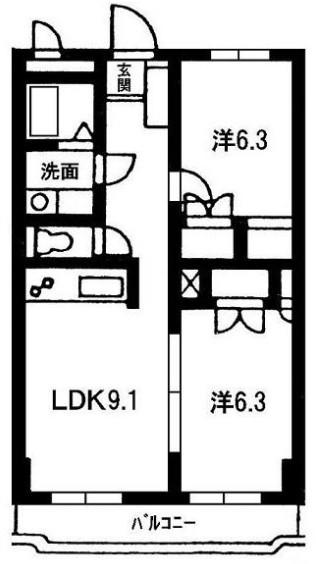 ドンズⅡ(2LDK/1階)の間取り写真
