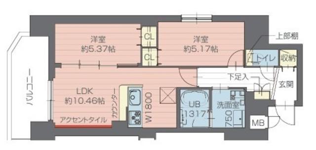 プレジオ西日暮里ノース(2LDK/8階)の間取り写真