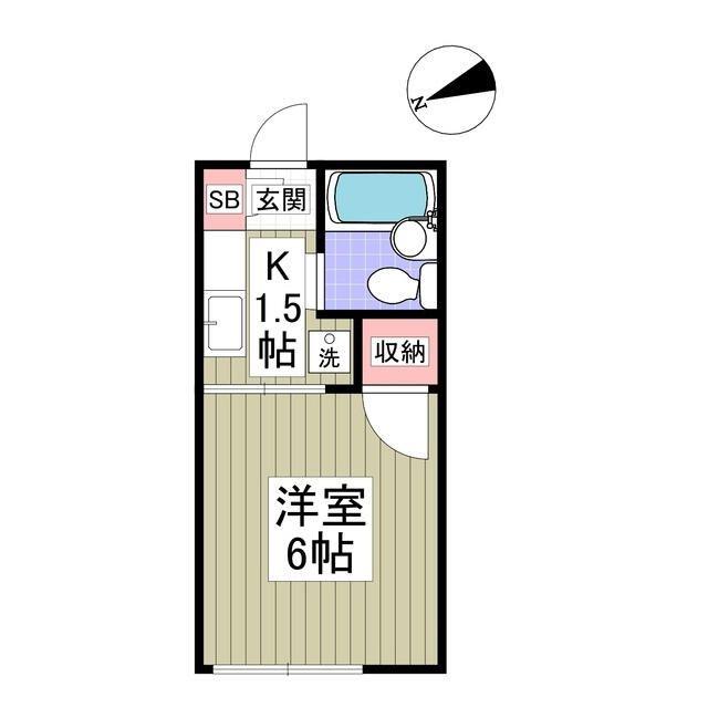 柿の木ヴィレッジII(1K/1階)の間取り写真