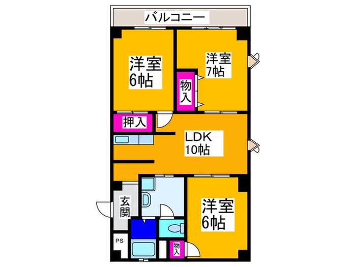 ロイヤルハイツ深井沢(3LDK/4階)の間取り写真