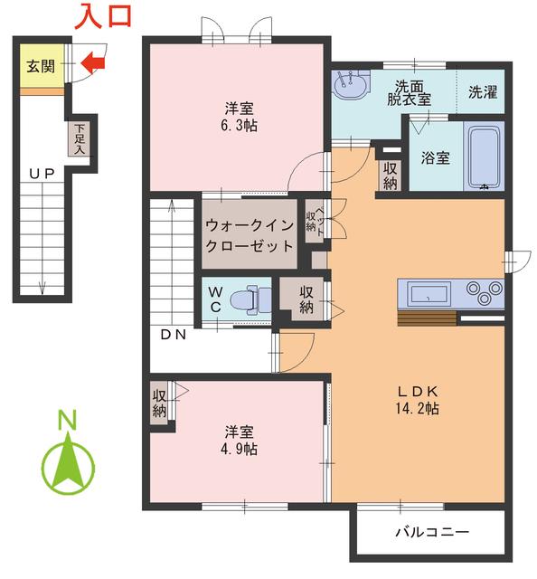リラフォート文京A棟(2LDK/2階)の間取り写真