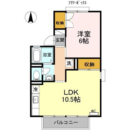 セジュール六本松(1LDK/1階)の間取り写真