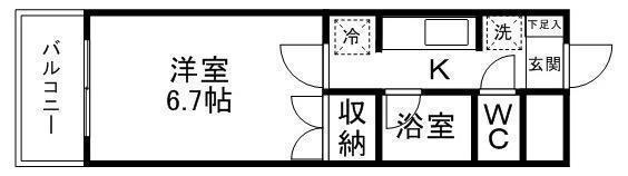 YS荒町(1K/4階)の間取り写真