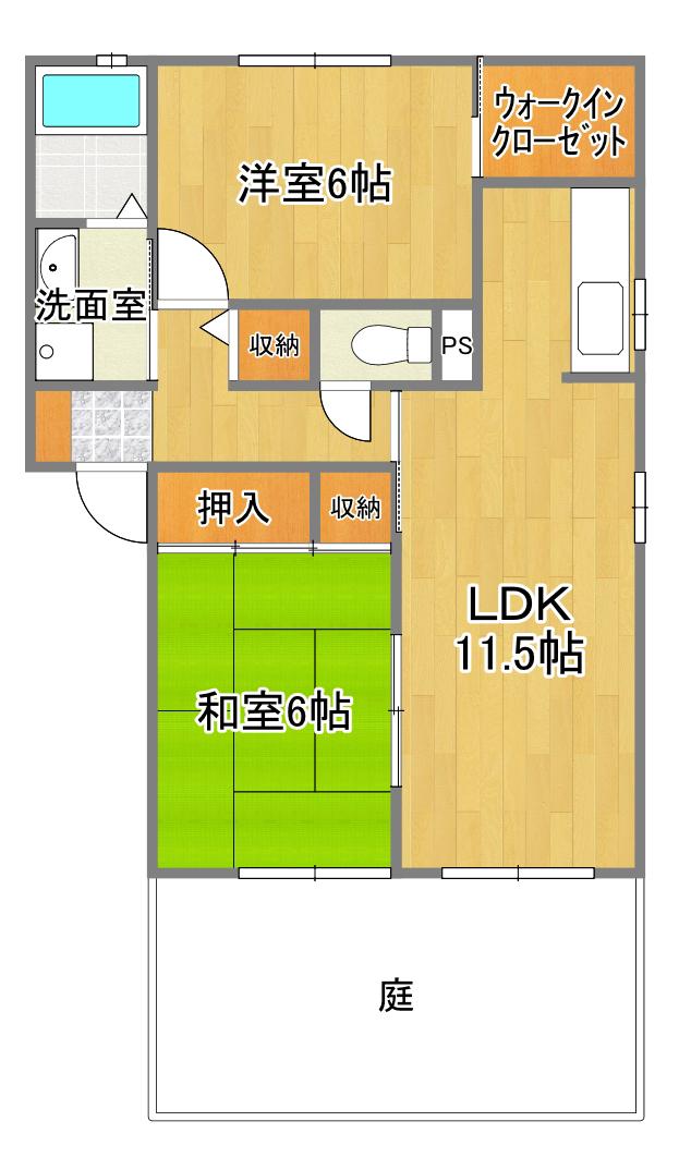 サンヴェール名東I号館(2LDK/1階)の間取り写真