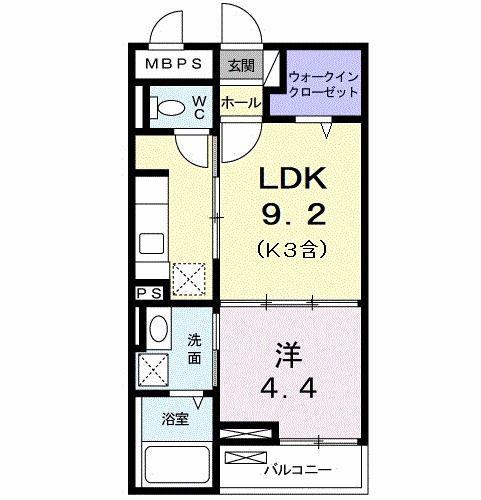 ラッキー・クローバー2(1LDK/1階)の間取り写真