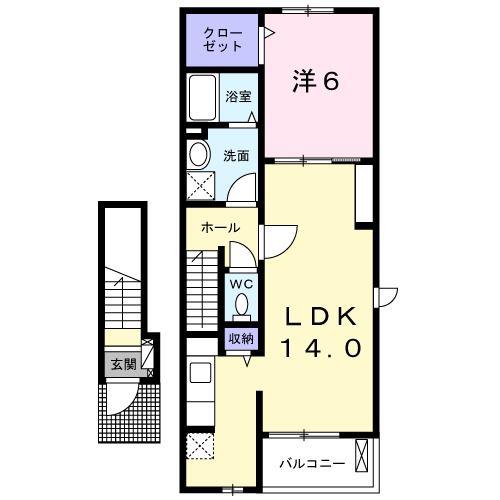 グロリア(1LDK/2階)の間取り写真