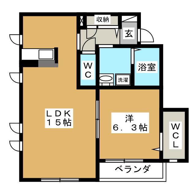 メゾンエクセル(1LDK/1階)の間取り写真