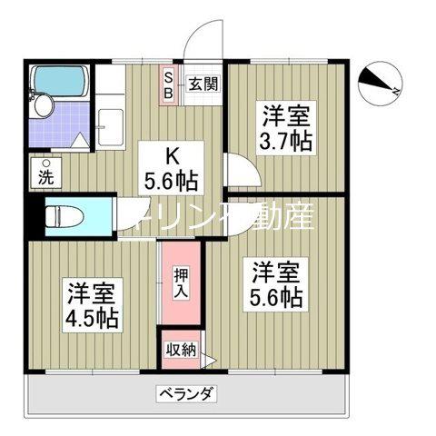 エフィール本庄児玉(3DK/1階)の間取り写真