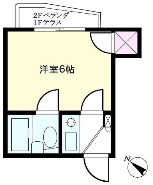 ビバリーハウス南台(1K/2階)の間取り写真