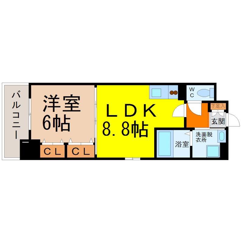 ランドルチェ大須(1LDK/6階)の間取り写真