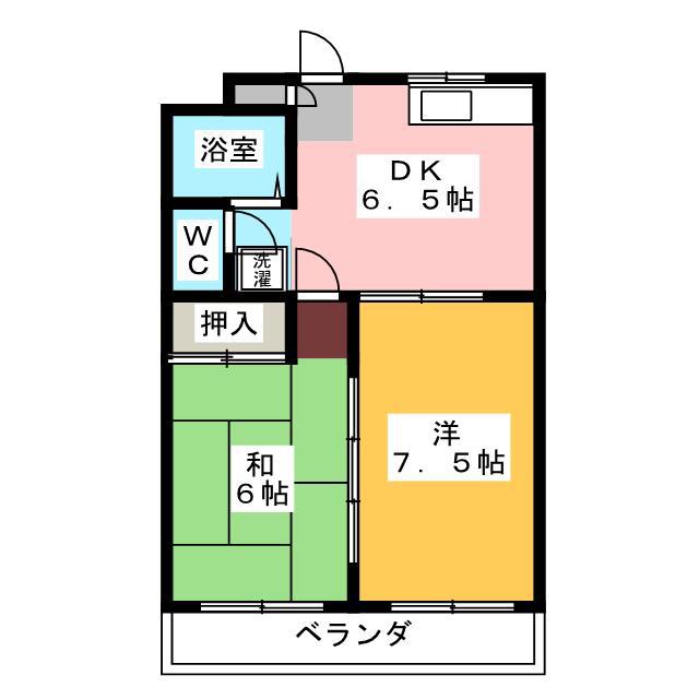 サンライズパーク(2DK/2階)の間取り写真