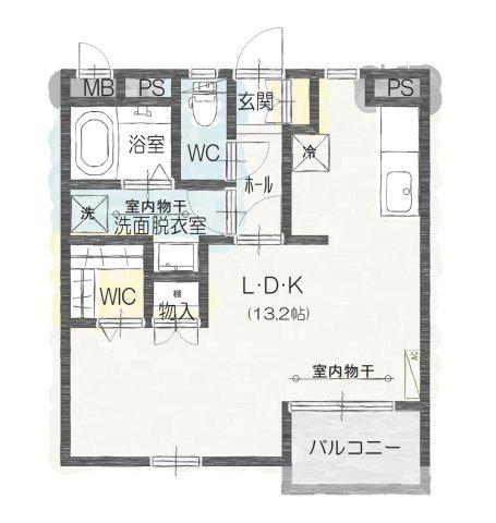シャルール(ワンルーム/2階)の間取り写真
