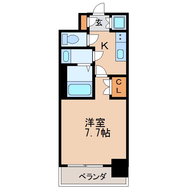 シエルブルー栄(1K/7階)の間取り写真