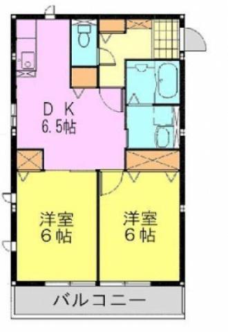 グリュックA(2DK/1階)の間取り写真