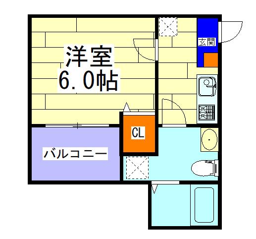CRASTINE新森2丁目(1K/2階)の間取り写真