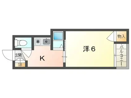 ドゥムール忍ヶ丘(1K/3階)の間取り写真