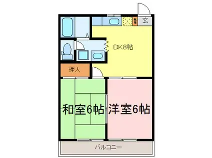 パインヒルII(2DK/2階)の間取り写真