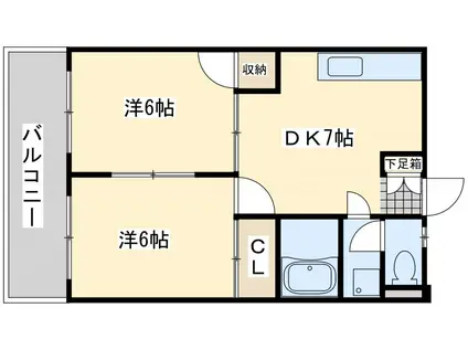 シャトレ若葉(2DK/1階)の間取り写真