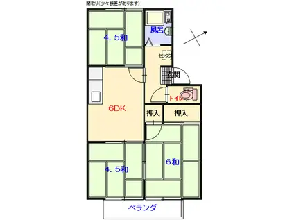 中吉アパートA棟(3DK/2階)の間取り写真
