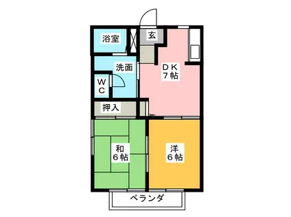 コーポYS 5(2DK/2階)の間取り写真