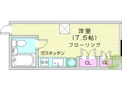 コーポ土樋(ワンルーム/7階)の間取り写真