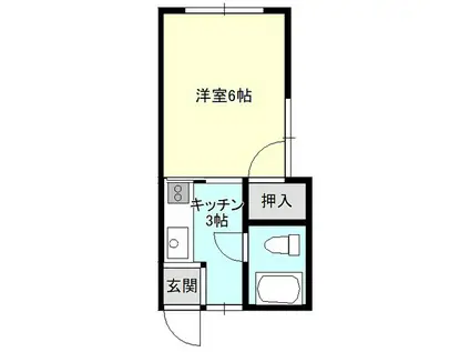 ローズウエスト(1K/1階)の間取り写真