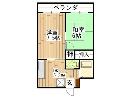 コーポしんどう(2DK/2階)の間取り写真