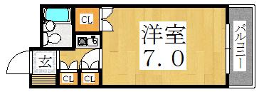 ファサードヴィオレ(1K/2階)の間取り写真