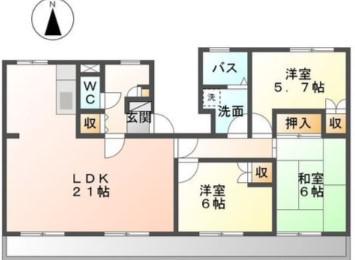 ファティリティ稲沢4号棟(3LDK/3階)の間取り写真