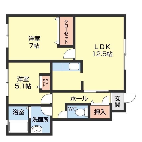 フォーナス(2LDK/1階)の間取り写真