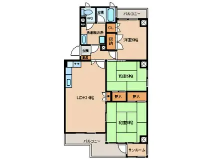 フジシャトー(3LDK/3階)の間取り写真