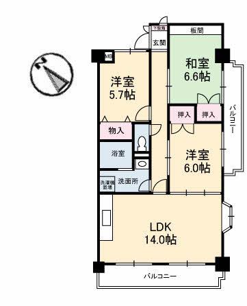 ヴィラ・クラマス(3LDK/3階)の間取り写真