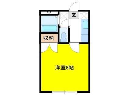 ホワイトコート前九年C(1K/1階)の間取り写真