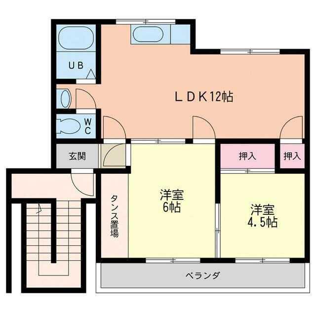グリーンハイツ(2LDK/1階)の間取り写真