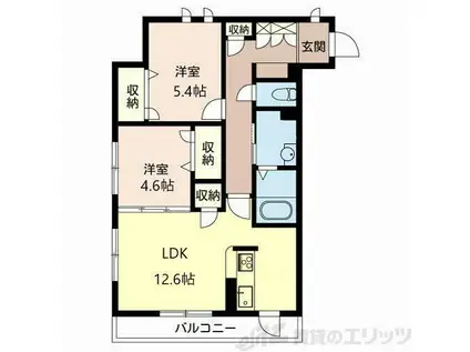 エスポワール・アイ北春日丘III(2LDK/3階)の間取り写真