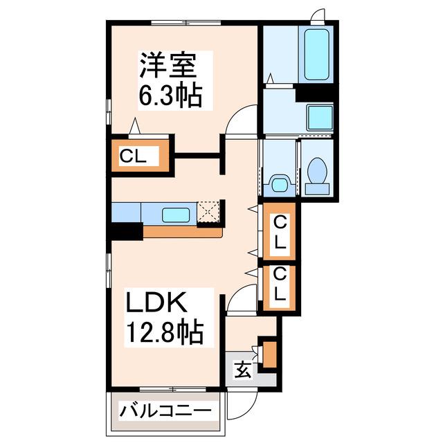 コンフォータブルルーチェ(1LDK/1階)の間取り写真