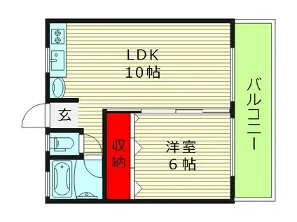 ヴィラナリー浜(1LDK/4階)の間取り写真