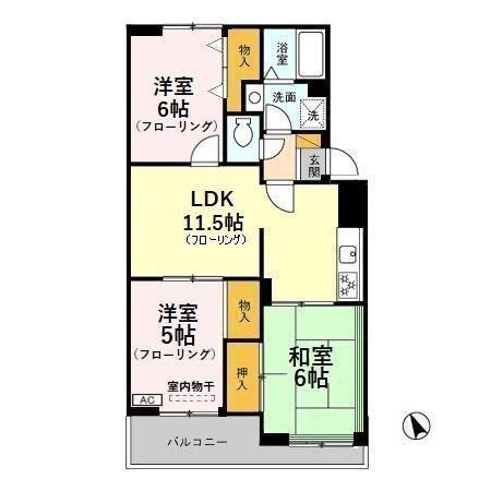 ヴァンベール神山II(3LDK/3階)の間取り写真