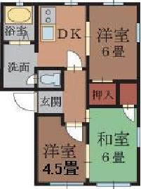 レジデンスみなみD(3DK/2階)の間取り写真
