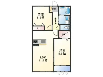 SUZU BELLECOURT(2LDK/2階)の間取り写真