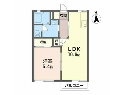 クリスタルガーデン(1LDK/1階)の間取り写真