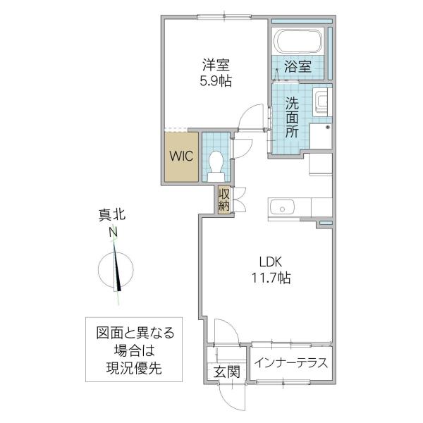 真鍋フラッツ(1LDK/1階)の間取り写真