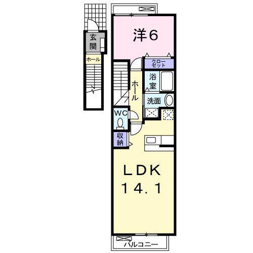 ロードIII(1LDK/2階)の間取り写真