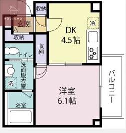 マンション桜(1DK/4階)の間取り写真